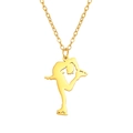 Goldene Edelstahlkette mit einem polierten Eiskunstlauf-Athleten-Anhänger für Damen - Schlittschuh (ASS2022110305) / Gold
