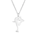 Silberne Edelstahl-Sportkette mit einem Anhänger als Eiskunstläufer-Silhouette - Schlittschuh (ASS2022110305) / Stahlfarben