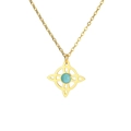 Golden Celtic knot necklace with blue turquoise star pendant on minimalist steel chain - Witch Knot - Gold