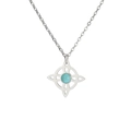 Witch Knot Celtic necklace in silver stainless steel with round turquoise stone center - Witch Knot - Steel Color