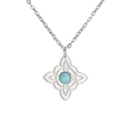 Silver Celtic witch knot necklace featuring a round light blue Larimar stone pendant - Double Witch Knot - Steel Color