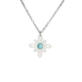 Silver Celtic knot necklace with turquoise gemstone on a delicate 304 stainless steel chain - Chinese Knot - Steel Color