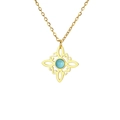 Golden titanium steel necklace with Celtic knot pendant and turquoise gemstone - Four S Witch Knot - Gold