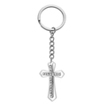 Porte-clés pendentif croix en acier inoxydable poli avec strass étincelants - Acier Style A