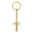 Porte-clés croix en acier titane doré avec des strass brillants et un fini poli - Or Style A