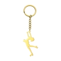 Porte-clés en acier inoxydable doré poli avec pendentif silhouette de patineur artistique - Patinage à Roulettes Action 4-Ton Or