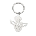 Llavero de acero inoxidable pulido con colgante silueta ángel madre e hijo - Estilo 2-Plata