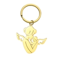 Llavero dorado de acero inoxidable con colgante calado de ángel madre abrazando a bebé - Estilo 2 Dorado