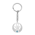 Llavero de acero inoxidable plateado con ojo de Horus y detalle de cuenta turquesa - Plata Ankh Ojo de Horus / Color Acero