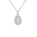 Vintage silver stainless steel oval necklace featuring a Miraculous Medal pendant - Basic Style / Steel