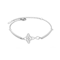 Polished silver stainless steel bracelet featuring a hollow geometric heart pendant design - Steel