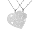 Polished 304 stainless steel Big Sis Lil Sis heart puzzle pendant necklaces - BIG SIS And LIL SIS Combination / Steel
