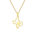 Polished gold stainless steel Texas map cutout necklace with star detail for women - Gold