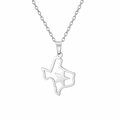 Silver stainless steel necklace featuring a Texas map pendant with a hollow star detail - Steel
