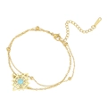 Goldenes Edelstahl-Doppelarmband mit blauen Steinen und Sternanhänger für Damen - Stil 5-Sonnenstrahl Geometrisch / Doppellagige Kette Gold