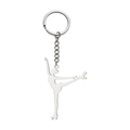 Porte-clés ballerine argentée avec patins à roulettes en acier inoxydable poli - Patinage à Roulettes Action 1-Ton Argent