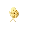 Broche creativo de figura de palo dorada con cara sonriente y gesto de dedo corazón en acero - Dorado