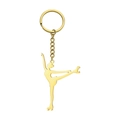 Porte-clés en acier inoxydable doré avec un pendentif en silhouette de patinage artistique - Patinage à Roulettes Action 1-Ton Or