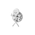 Divertido broche de hombre palo plateado con cara sonriente y gesto de dedo medio - Color Acero
