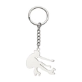 Porte-clés en acier inoxydable argenté poli avec silhouette de patineur artistique - Patinage à Roulettes Action 2-Ton Argent