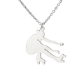 Halskette aus Edelstahl in Silber mit einem dynamischen Eiskunstläufer-Silhouette-Anhänger - Rollschuh-Bewegung B (ASS2022110305) / Stahlfarben