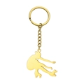 Porte-clés en acier inoxydable doré avec pendentif silhouette de patinage artistique - Patinage à Roulettes Action 2-Ton Or