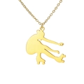 Goldene Edelstahlkette mit einem dynamischen Rollschuhfahrer-Silhouette-Anhänger - Rollschuh-Bewegung B (ASS2022110305) / Gold