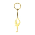 Porte-clés pendentif silhouette de patinage artistique doré avec finition inox poli - Patinage à Roulettes Action 3-Ton Or
