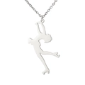 Minimalistischer Roller-Skater-Silhouette Anhänger aus Edelstahl an einer feinen Kette - Rollschuh-Bewegung D (ASS2022110305) / Stahlfarben