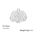 Silberner hohler Blumenanhänger für Schmuckherstellung mit 12x14mm Abmessungen - Chrysantheme Stahlfarbe