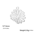 Silberner hohler Blumenanhänger 13x14mm für DIY Schmuckherstellung und Halskette - Aster Stahlfarbe