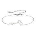 Minimalistisches Armband aus silbernem Edelstahl mit Herzanhänger und dem Buchstaben B - Buchstabe B - Stahlfarbe