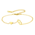 Goldenes Edelstahl-Armband mit Herz-Anhänger und großem Buchstaben-B-Charm für Damen - Buchstabe B-Gold