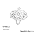 Silberner Edelstahl Blumenanhänger hohl 15x14mm für DIY Schmuckherstellung - Nelke Stahlfarbe
