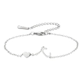 Silbernes Edelstahl-Armband mit Herzanhänger und Buchstaben-C-Anhänger für Damen - Buchstabe C - Stahlfarbe