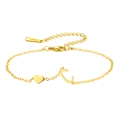 Goldenes Edelstahl-Armband mit Herzanhänger und Buchstaben-C-Anhänger für Damen - Buchstabe C-Gold