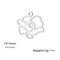Polierter silberner hohler Blumenanhänger für DIY-Ketten mit 13x14mm Maßen - Mohnblume Stahlfarbe
