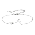 Silbernes Edelstahl-Armband mit Herzanhänger und Buchstaben F für Damen Modeschmuck - Buchstabe F - Stahlfarbe