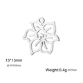 Hohlgearbeiteter Geburtsblumen-Anhänger 13mm Silber für DIY-Halsketten Schmuck - Narzisse Muster 2 Stahlfarbe