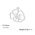 Silberner hohler Geburtsblumen-Anhänger für DIY-Halsketten mit Maßen von 13x14 mm - Violett-Silber