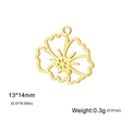 Goldener hohler Geburtsblumenanhänger für DIY-Halsketten 13x14mm Edelstahl-Schmuckstück - Violett - Goldton