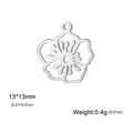 Hohlblumen-Anhänger aus Edelstahl mit Maßen von 13x13mm und einem Gewicht von 0,4g - Weißdorn Stahlfarbe