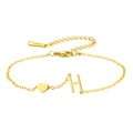 Goldenes Edelstahl-Herzarmband mit Buchstaben-H-Anhänger und verstellbarem Karabiner - Buchstabe H-Gold
