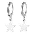 Classic stainless steel hoop earrings with star pendants in silver finish for women - Pentagram / Steel