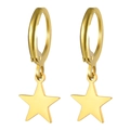 Minimalist stainless steel earrings featuring golden star pendants on circular hoops - Pentagram / Gold