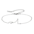 Silbernes Edelstahl-Kettenarmband mit Herz- und Buchstaben-L-Anhänger poliert - Buchstabe L - Stahlfarbe
