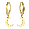 Classic golden stainless steel crescent moon hoop earrings for women with leverback closure - Crescent Moon / Gold