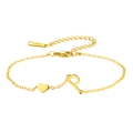 Goldenes Edelstahl-Kettenarmband mit poliertem Herz- und Buchstaben-P-Anhänger - Buchstabe P-Gold
