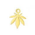 Polished 18K gold plated stainless steel marijuana leaf pendant with detailed veins - Maple Leaf / Gold