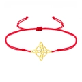 Adjustable red woven cord bracelet with a gold-plated stainless steel Witch's Knot pendant - Gold Red Braided Cord
